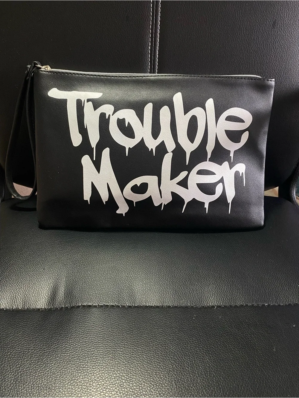 Atmosphere Trouble Maker Black Leatherette Clutch Bag